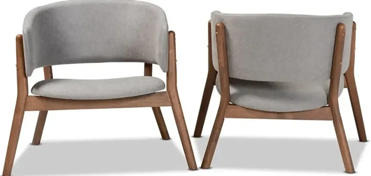 Jennifer Set of 2 Accent Chairs - Light Gray