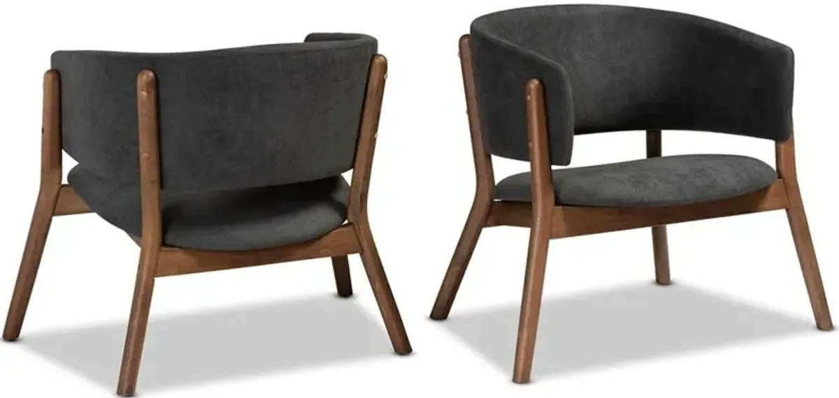 Jennifer Set of 2 Accent Chairs - Dark Gray