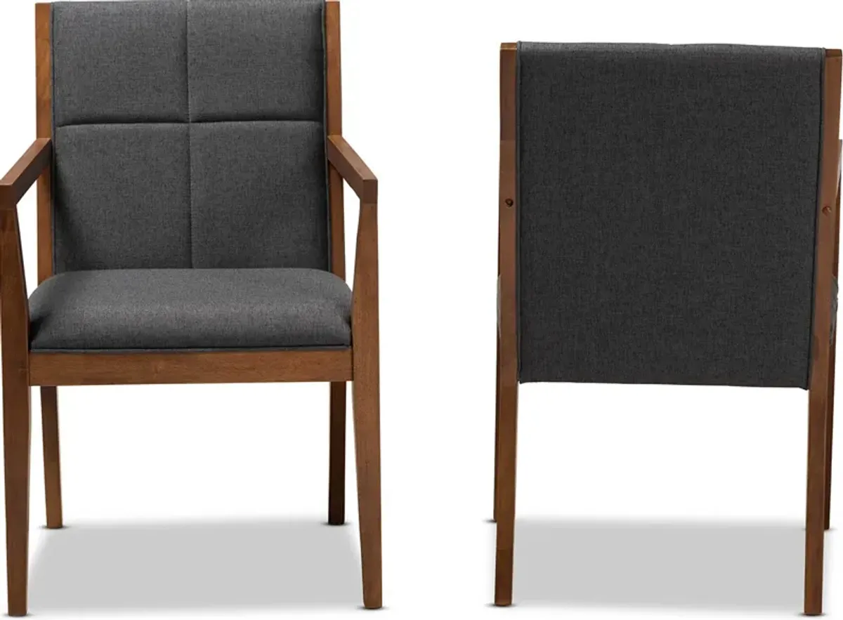 Cecilia Set of 2 Accent Chairs - Dark Gray