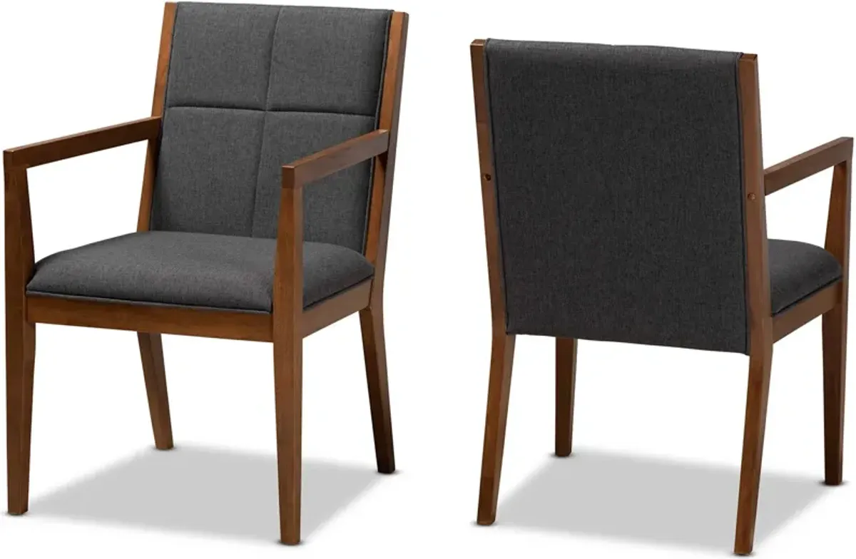 Cecilia Set of 2 Accent Chairs - Dark Gray