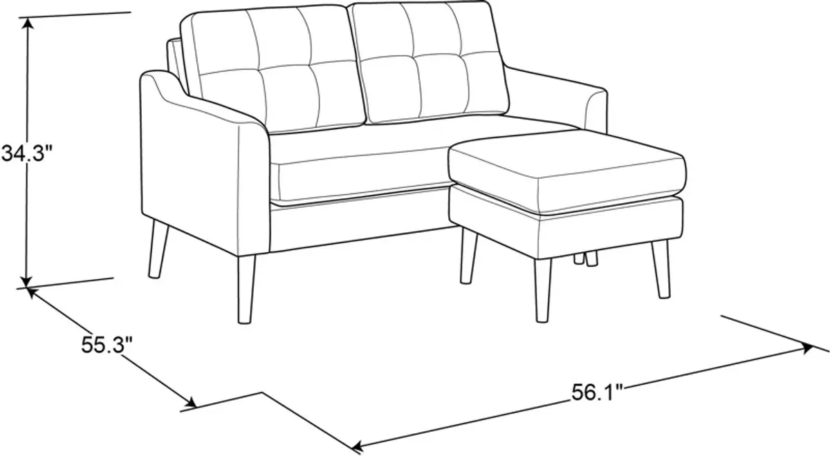 Arliegh Modular Loveseat and Ottoman Set - Light Gray