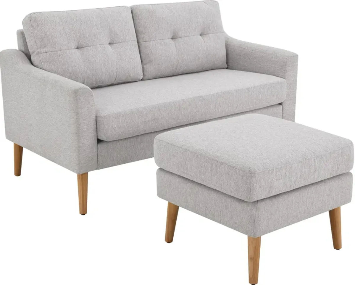 Arliegh Modular Loveseat and Ottoman Set - Light Gray