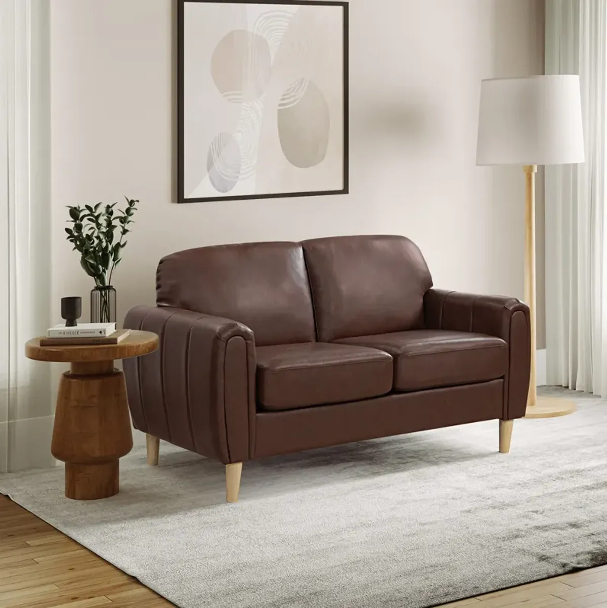 Cleva Loveseat - Brown Vegan Leather