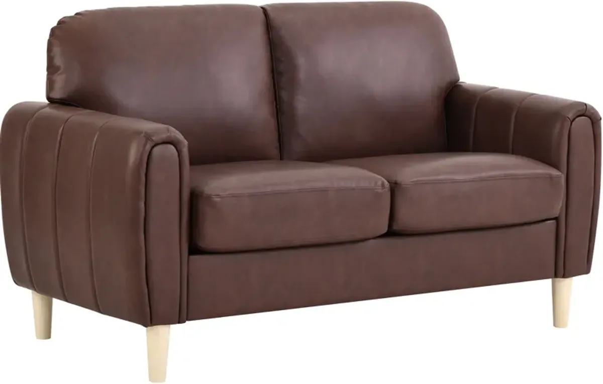 Cleva Loveseat - Brown Vegan Leather