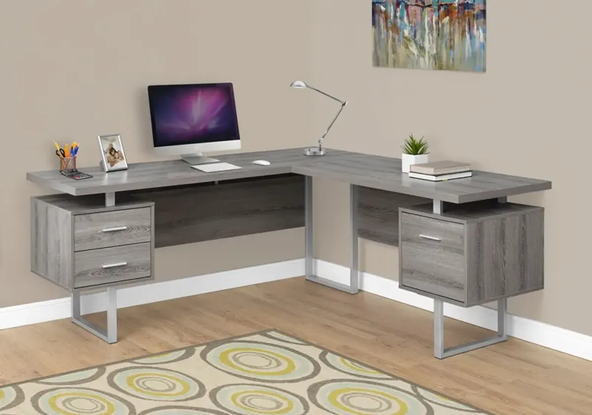 Alonzo L-Shaped Desk - Brown