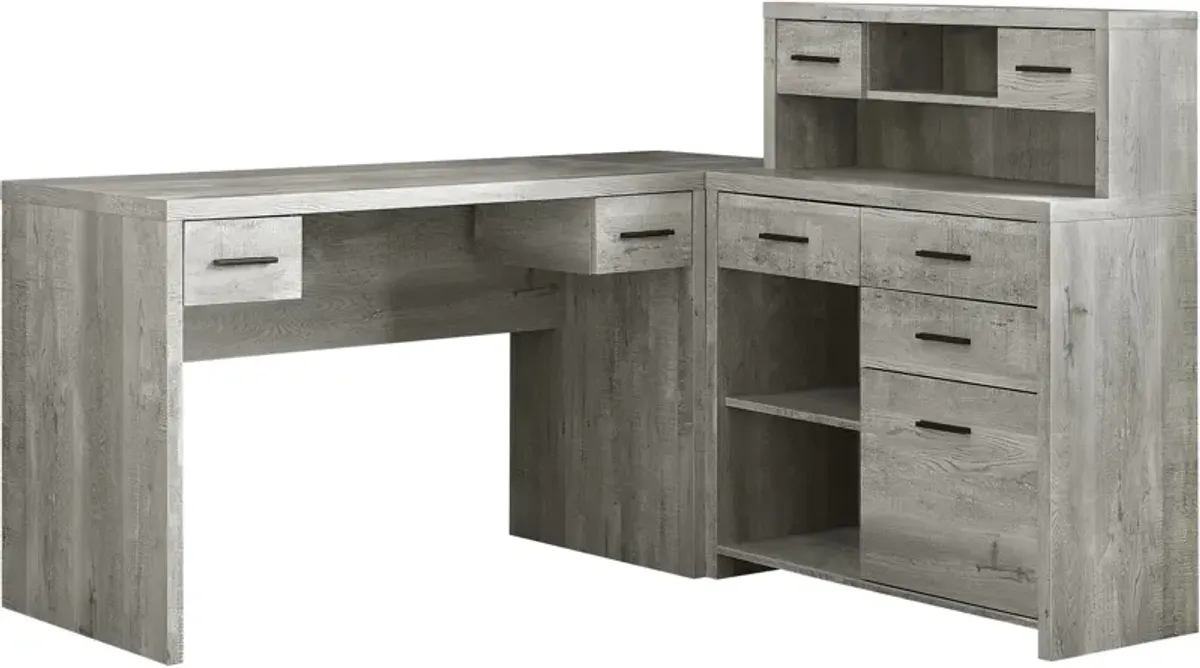 Melvin L-Shaped Desk - Gray