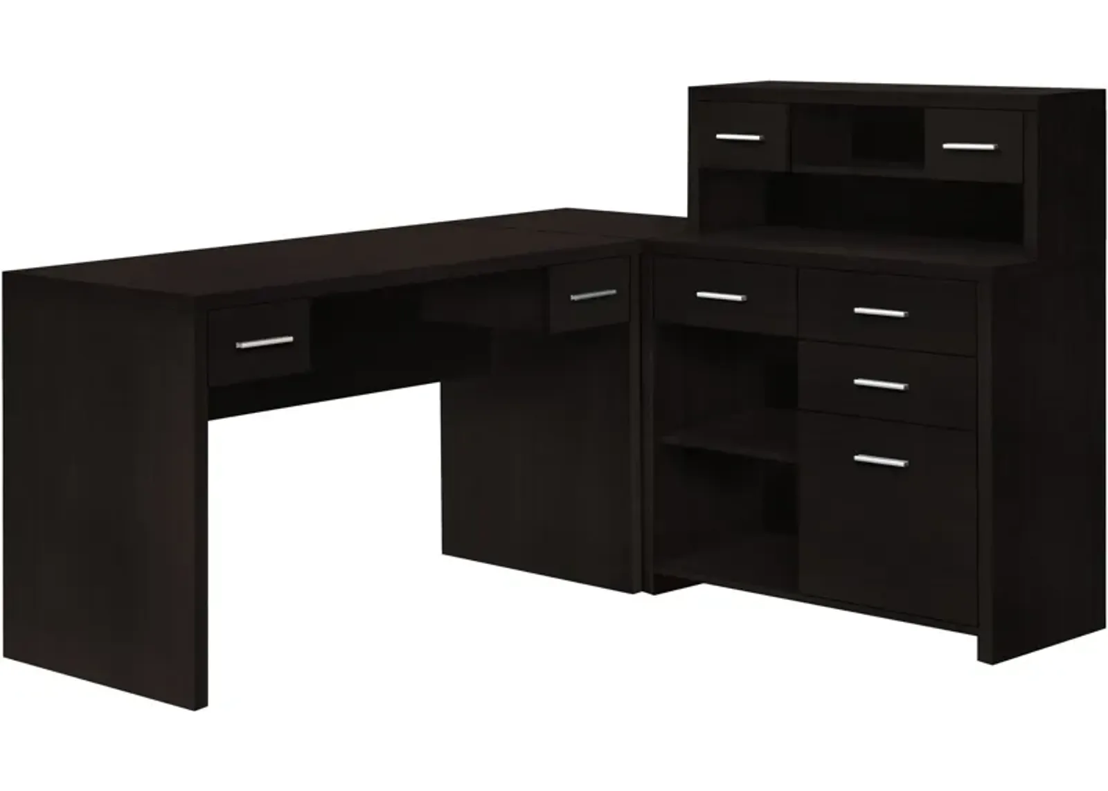 Melvin L-Shaped Desk - Dark Brown