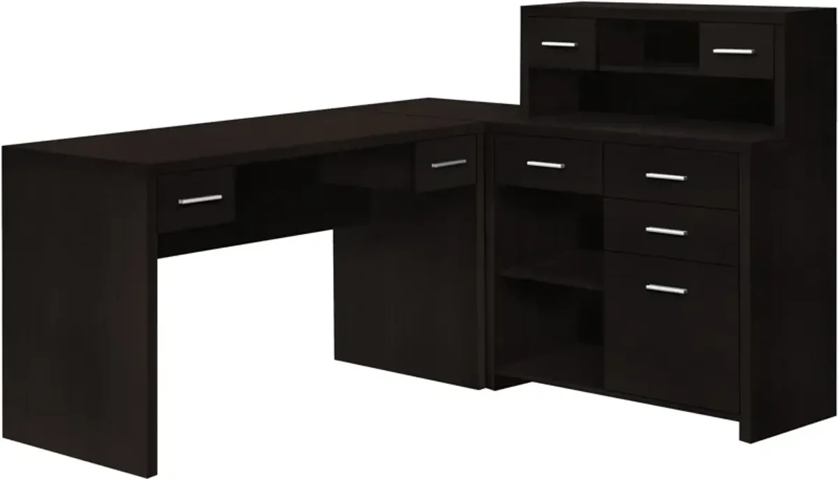 Melvin L-Shaped Desk - Dark Brown