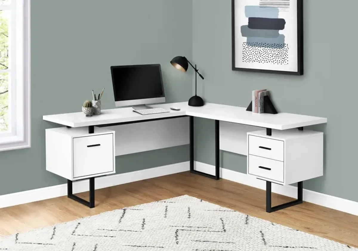 Alonzo L-Shaped Desk - White