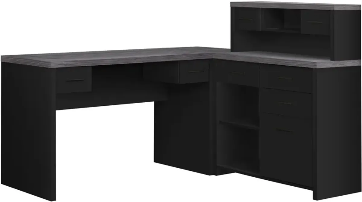 Melvin L-Shaped Desk - Black/Gray