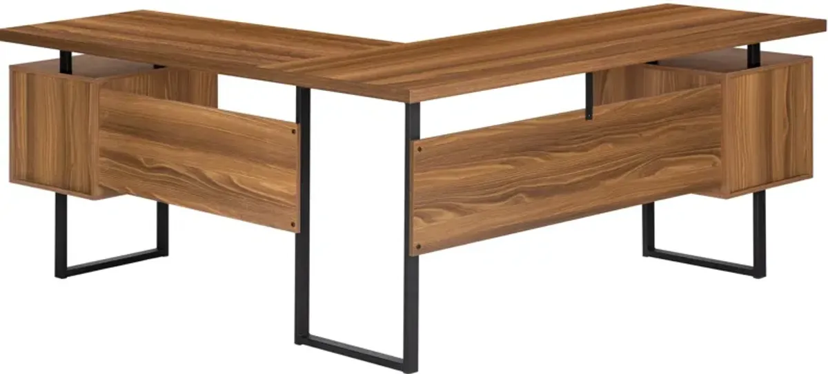 Alonzo L-Shaped Desk - Walnut