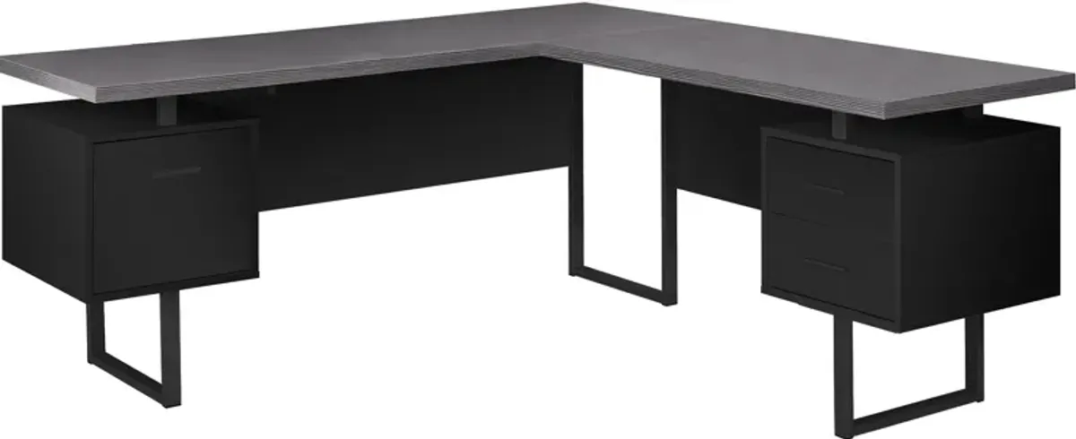 Alonzo L-Shaped Desk - Black/Gray