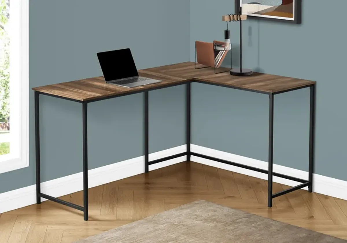 Aethel L-Shaped Desk - Brown/Black