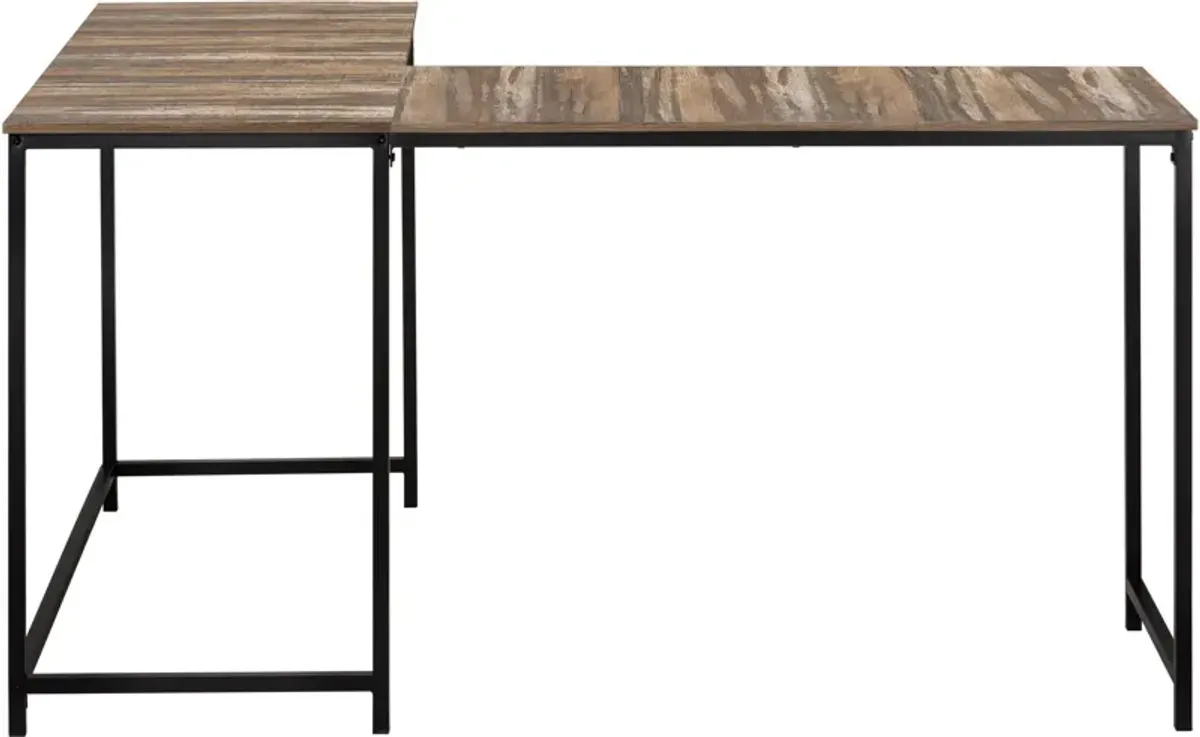 Aethel L-Shaped Desk - Brown/Black