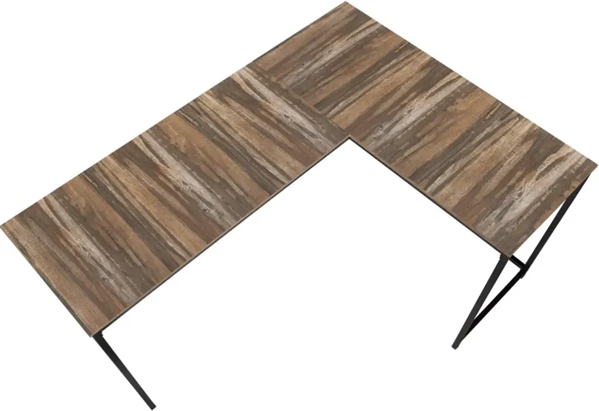 Aethel L-Shaped Desk - Brown/Black