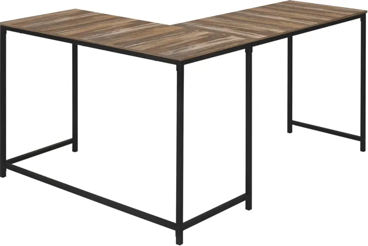 Aethel L-Shaped Desk - Brown/Black