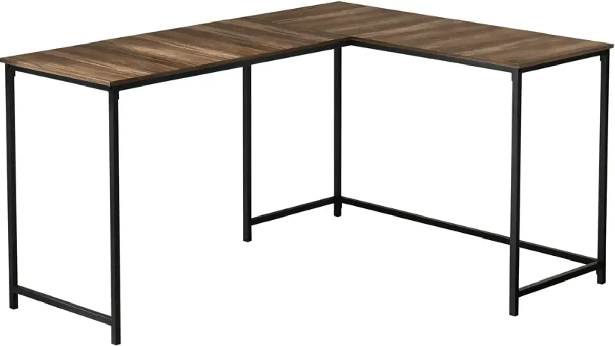 Aethel L-Shaped Desk - Brown/Black