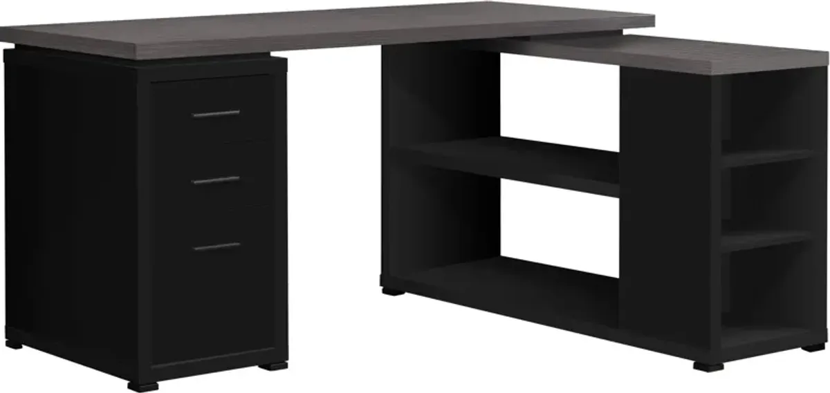 Stanley L-Shaped Desk - Black/Gray