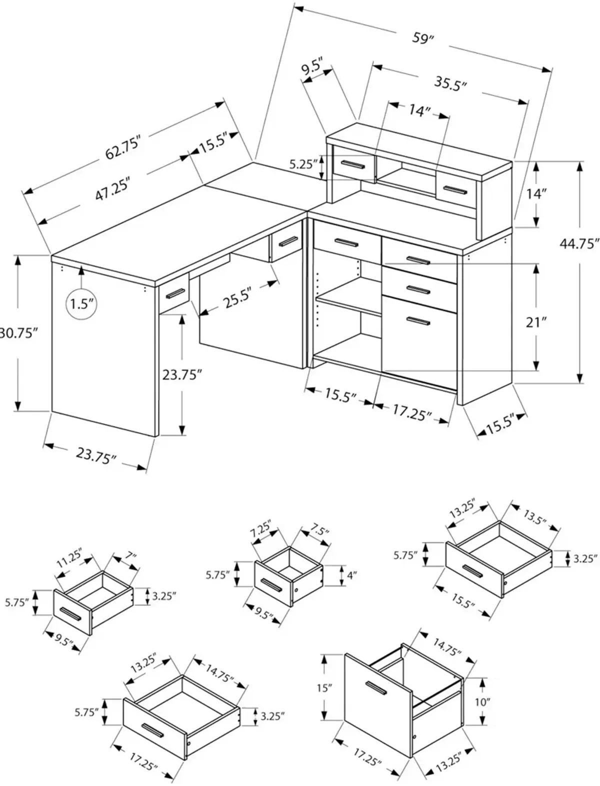 Melvin L-Shaped Desk - Brown