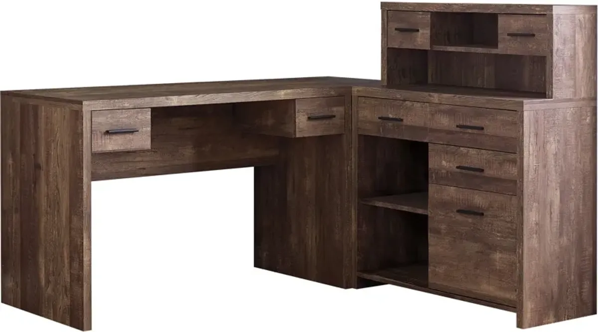 Melvin L-Shaped Desk - Brown