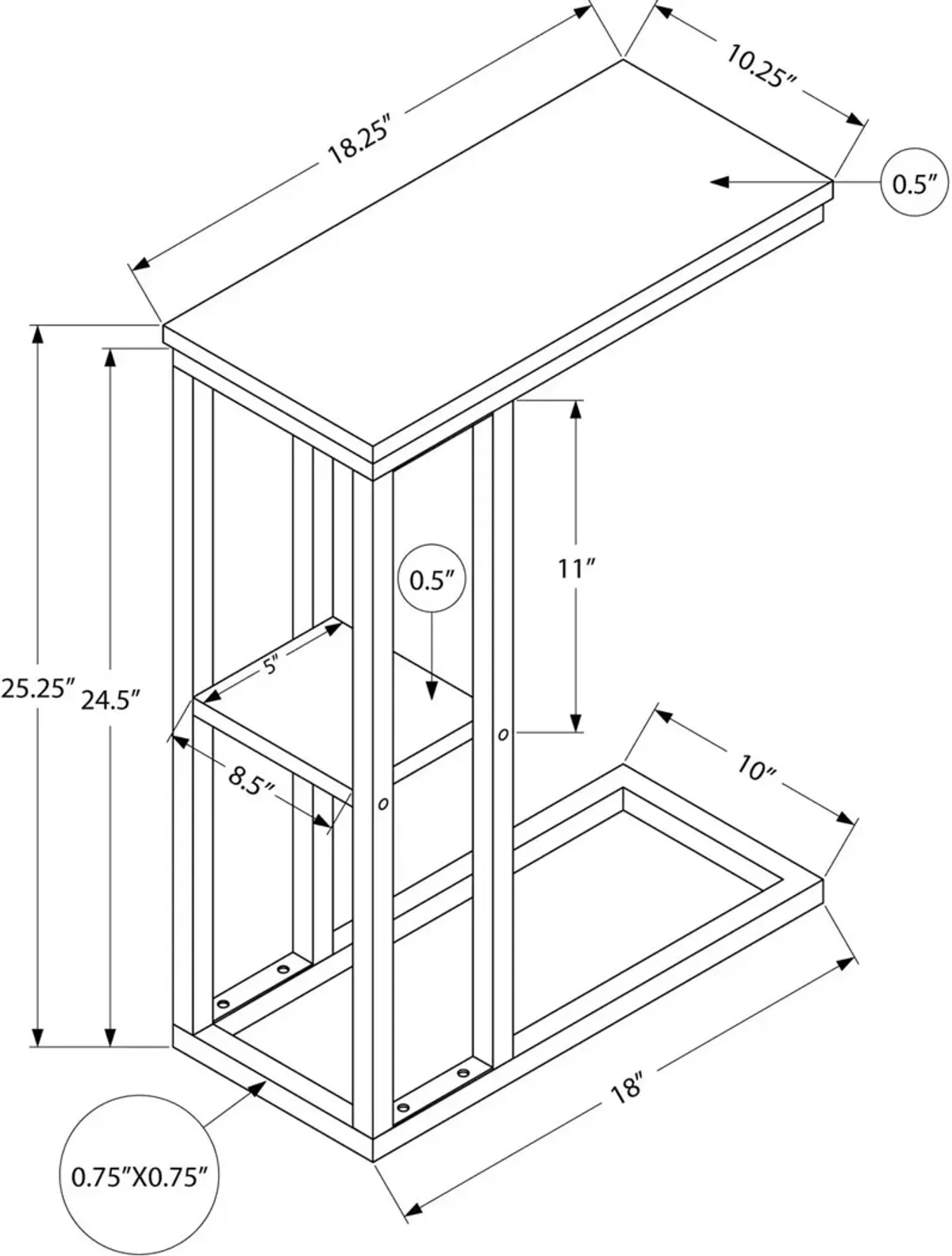 Bessie End Table - Gray