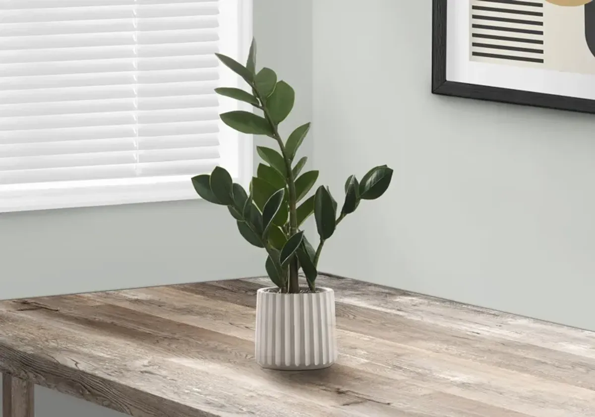 Faux 1' ZZ Plant with Gray Planter