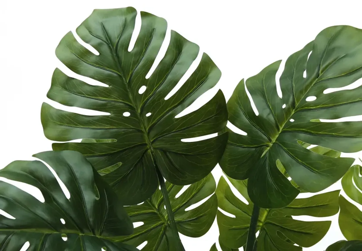 Faux 3' Monstera Plant with Black Planter