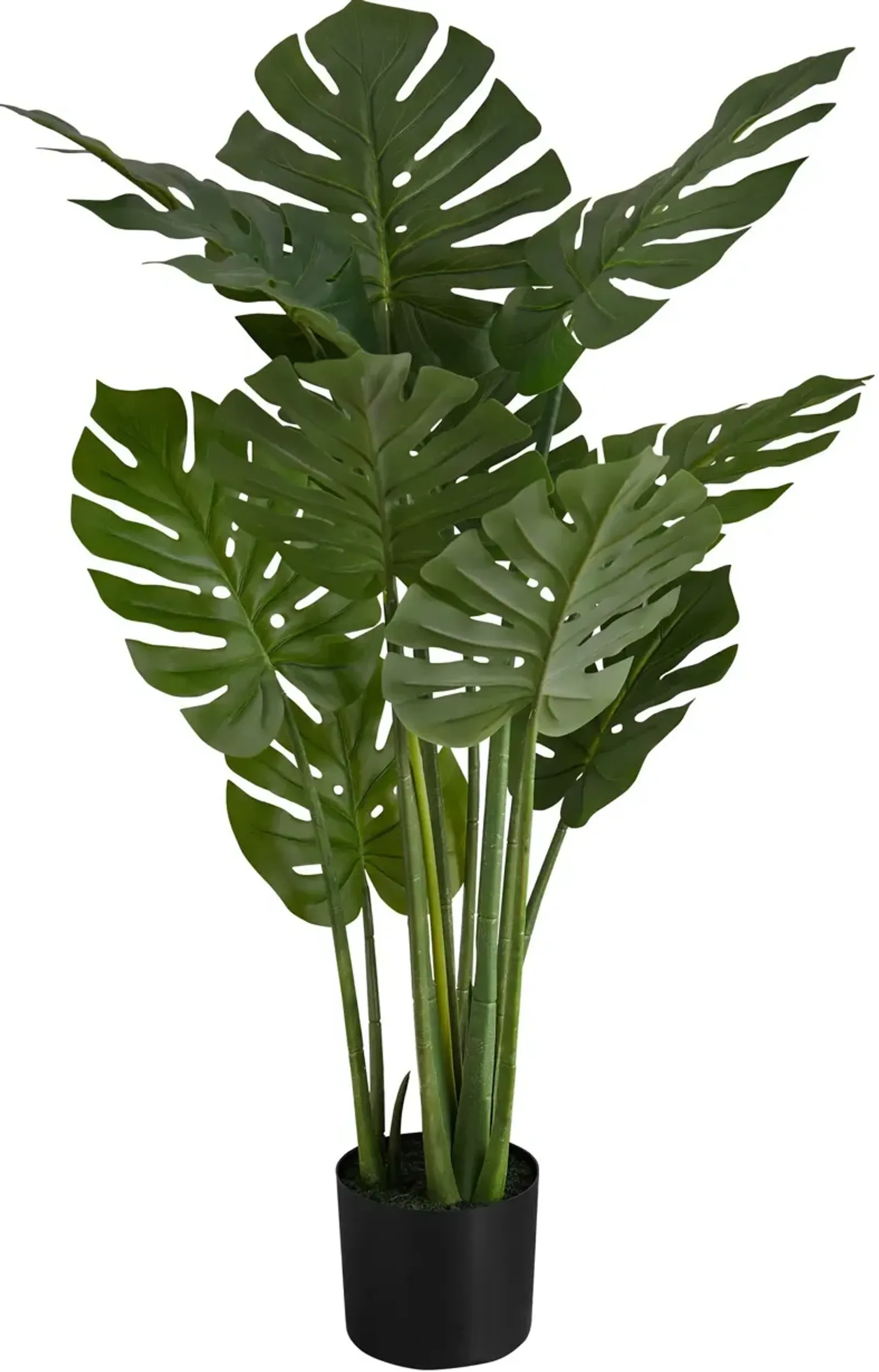 Faux 3' Monstera Plant with Black Planter