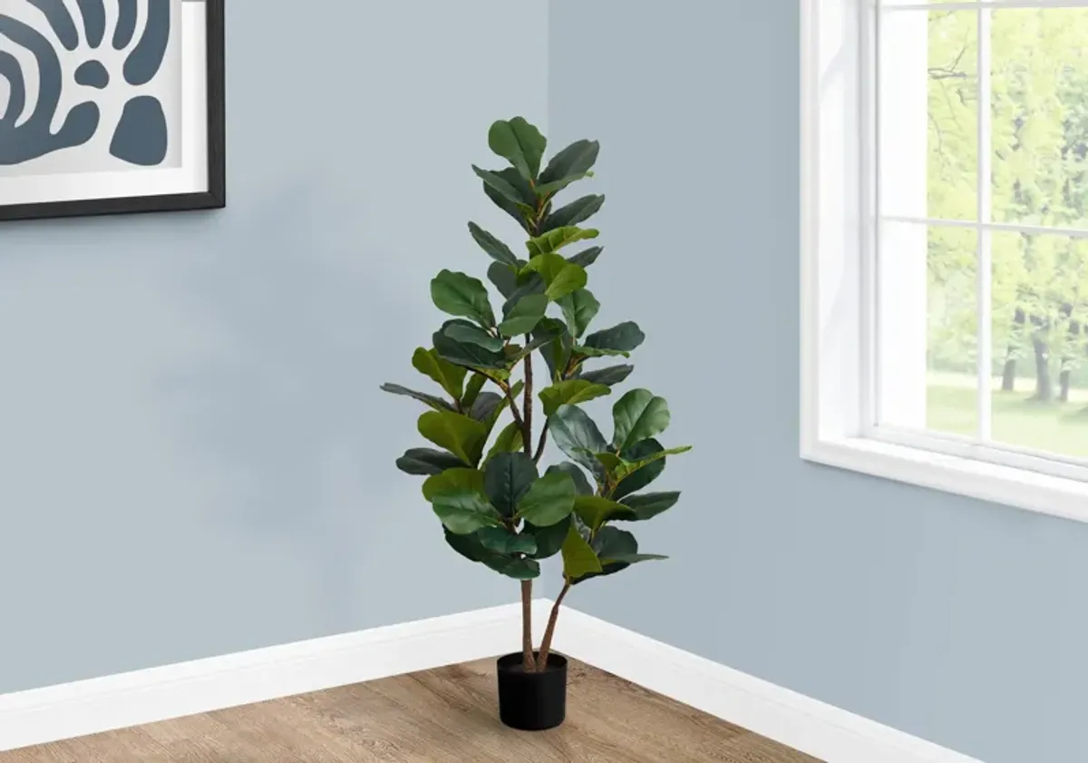 Faux 4' Fiddle Leaf Fig Tree with Black Planter