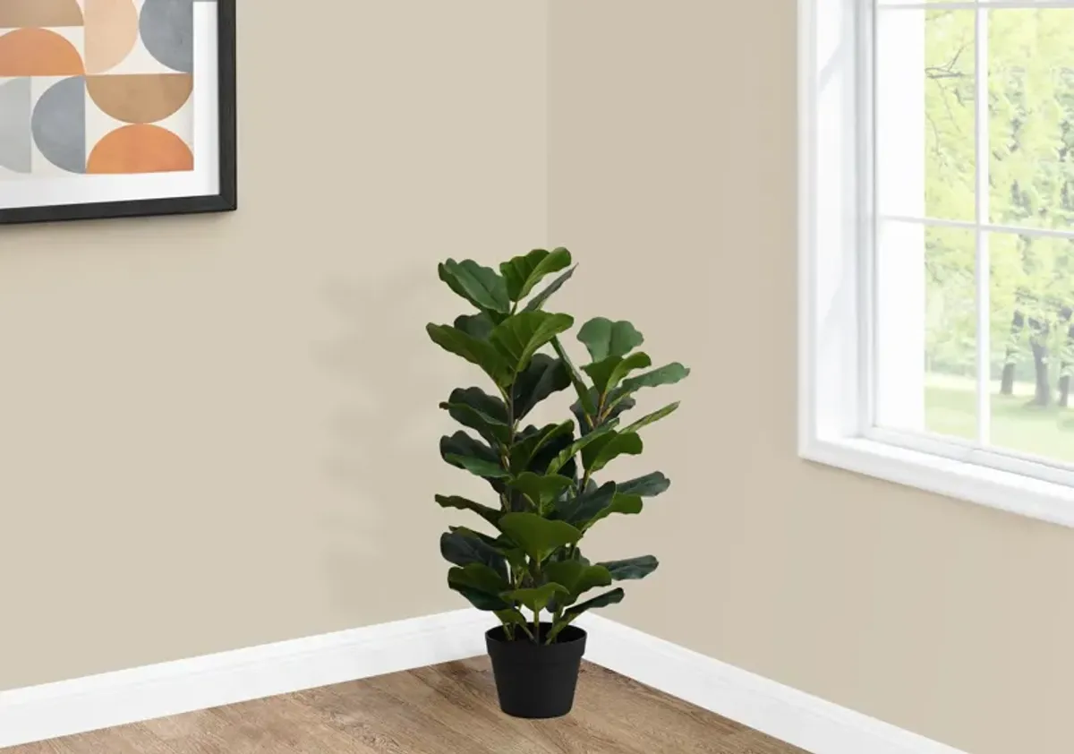 Faux 2' Fiddle Leaf Fig Tree with Black Planter