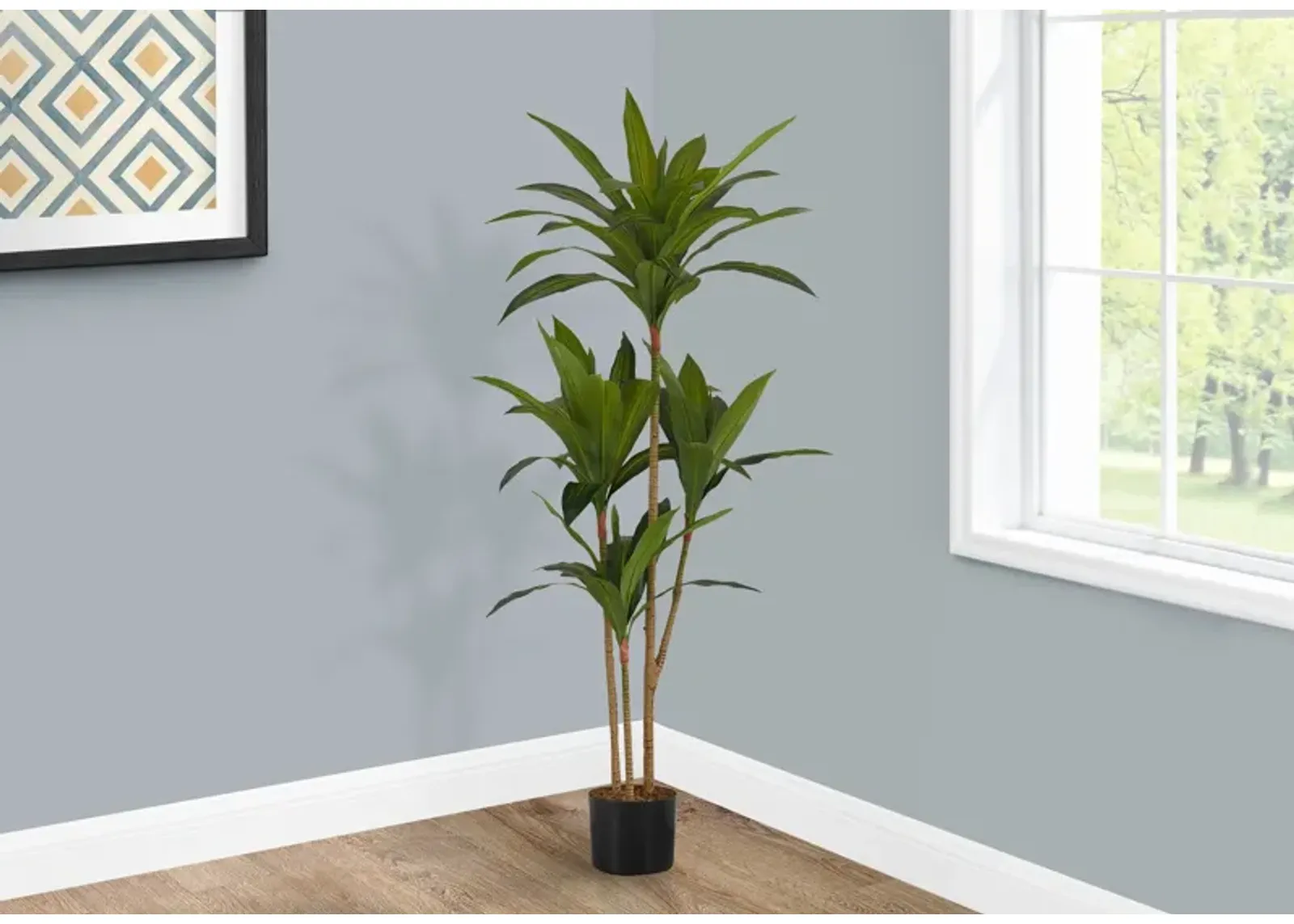 Faux 4' Dracaena Tree with Black Planter