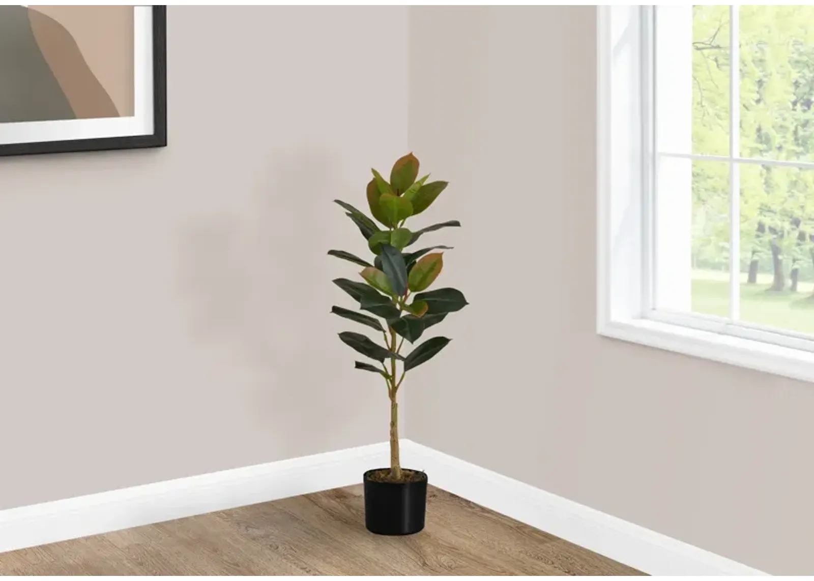 Faux 3' Rubber Tree with Black Planter