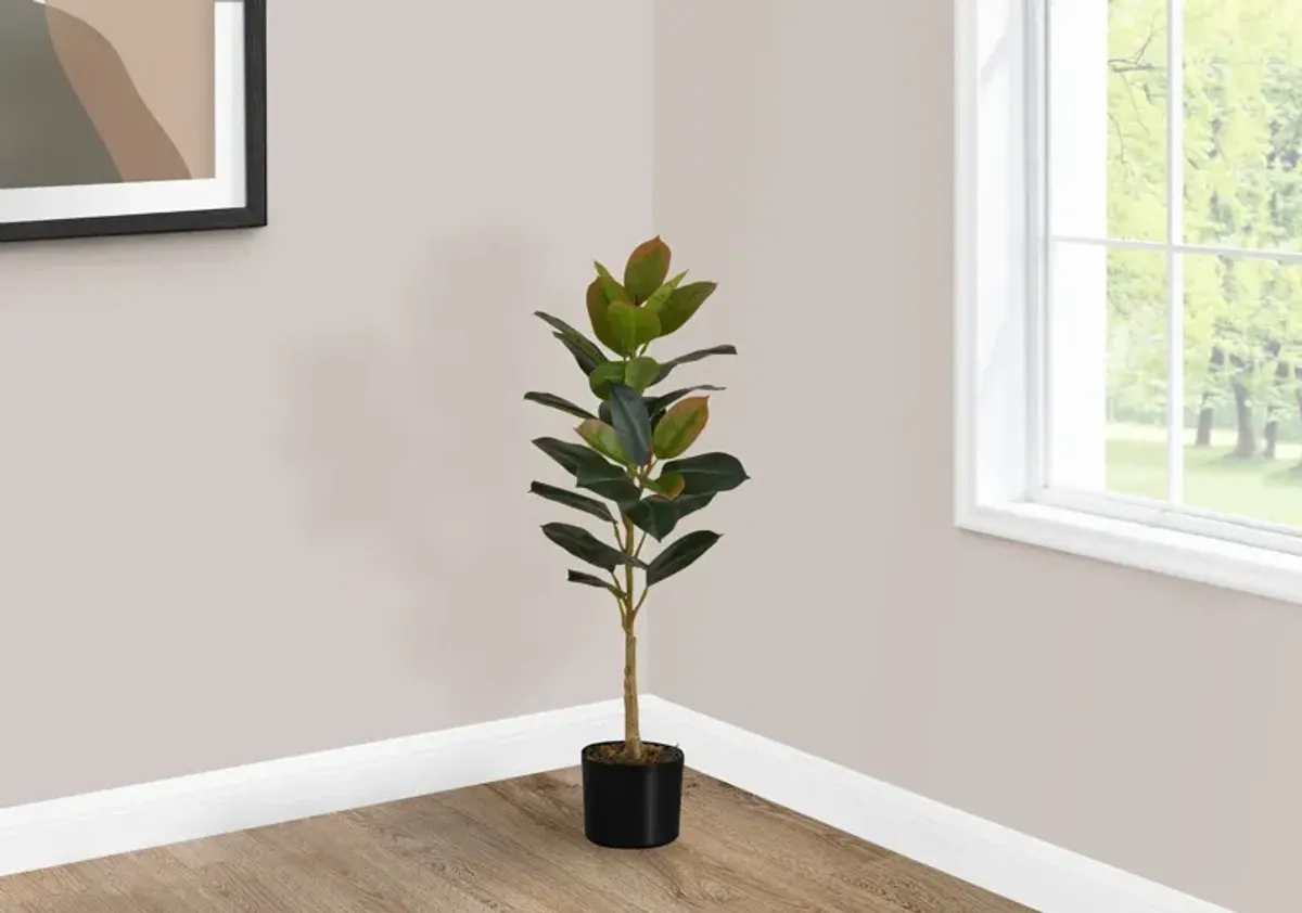 Faux 3' Rubber Tree with Black Planter