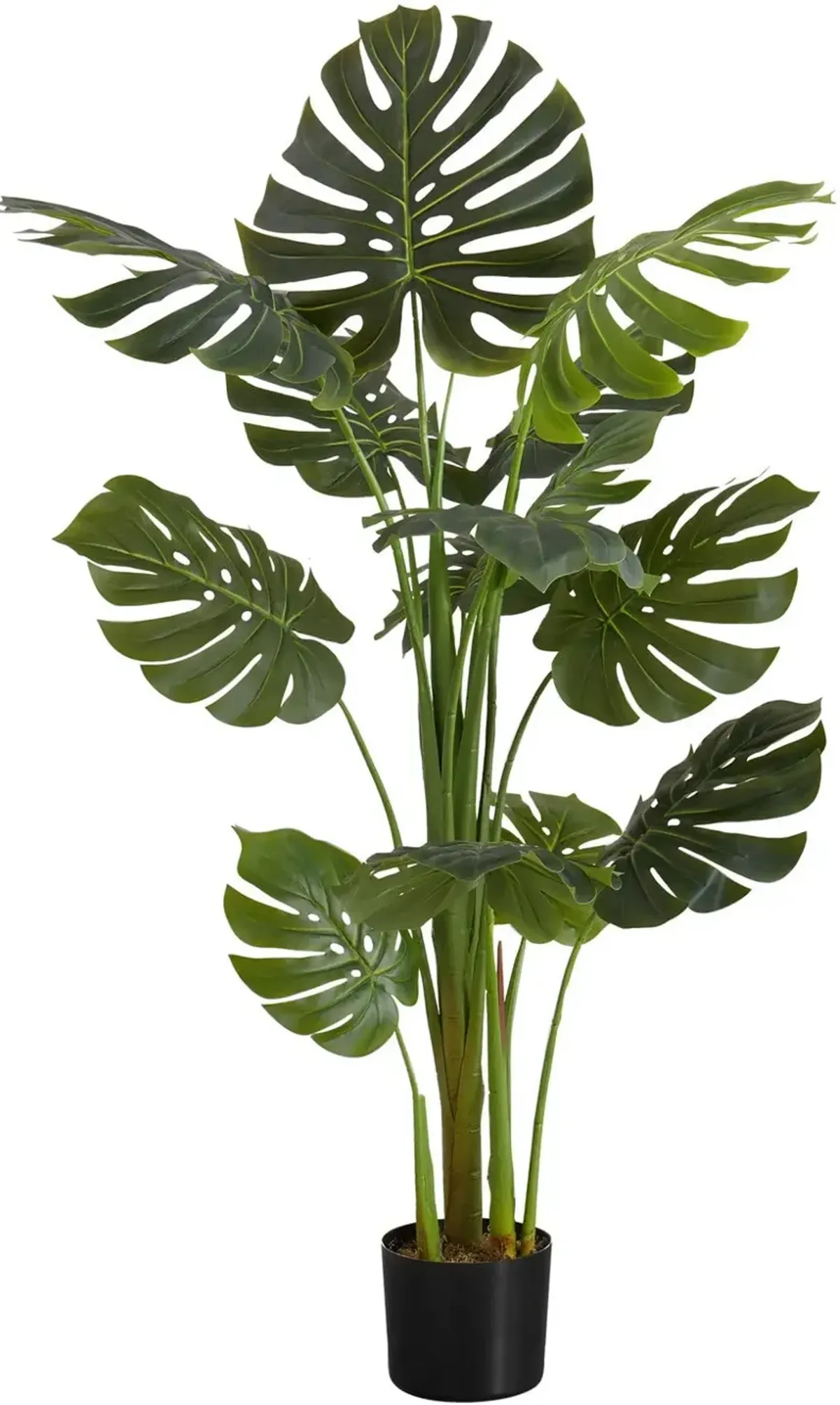 Faux 4' Monstera Plant with Black Planter