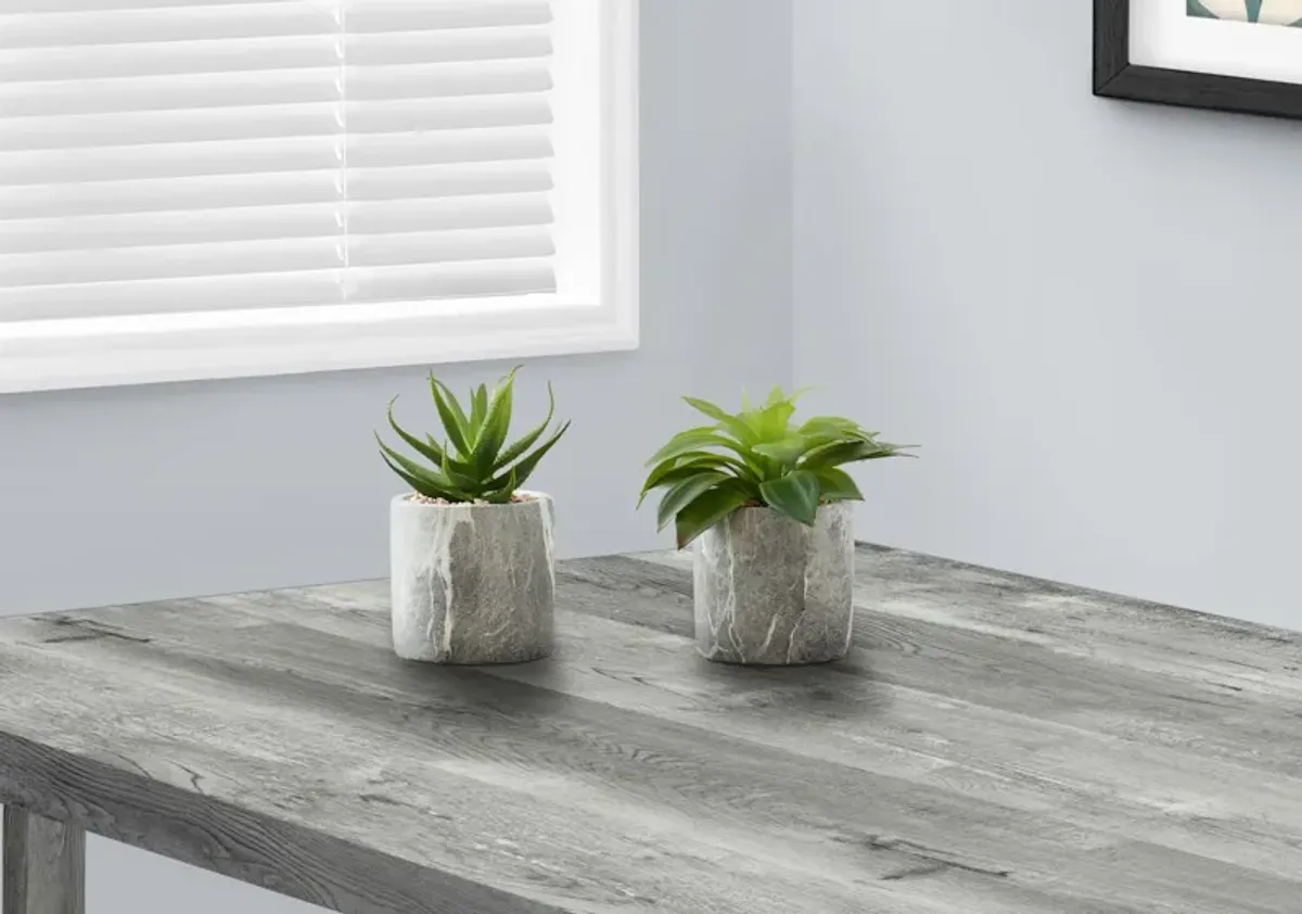 Set of 2 Faux Succulent with Gray Planters