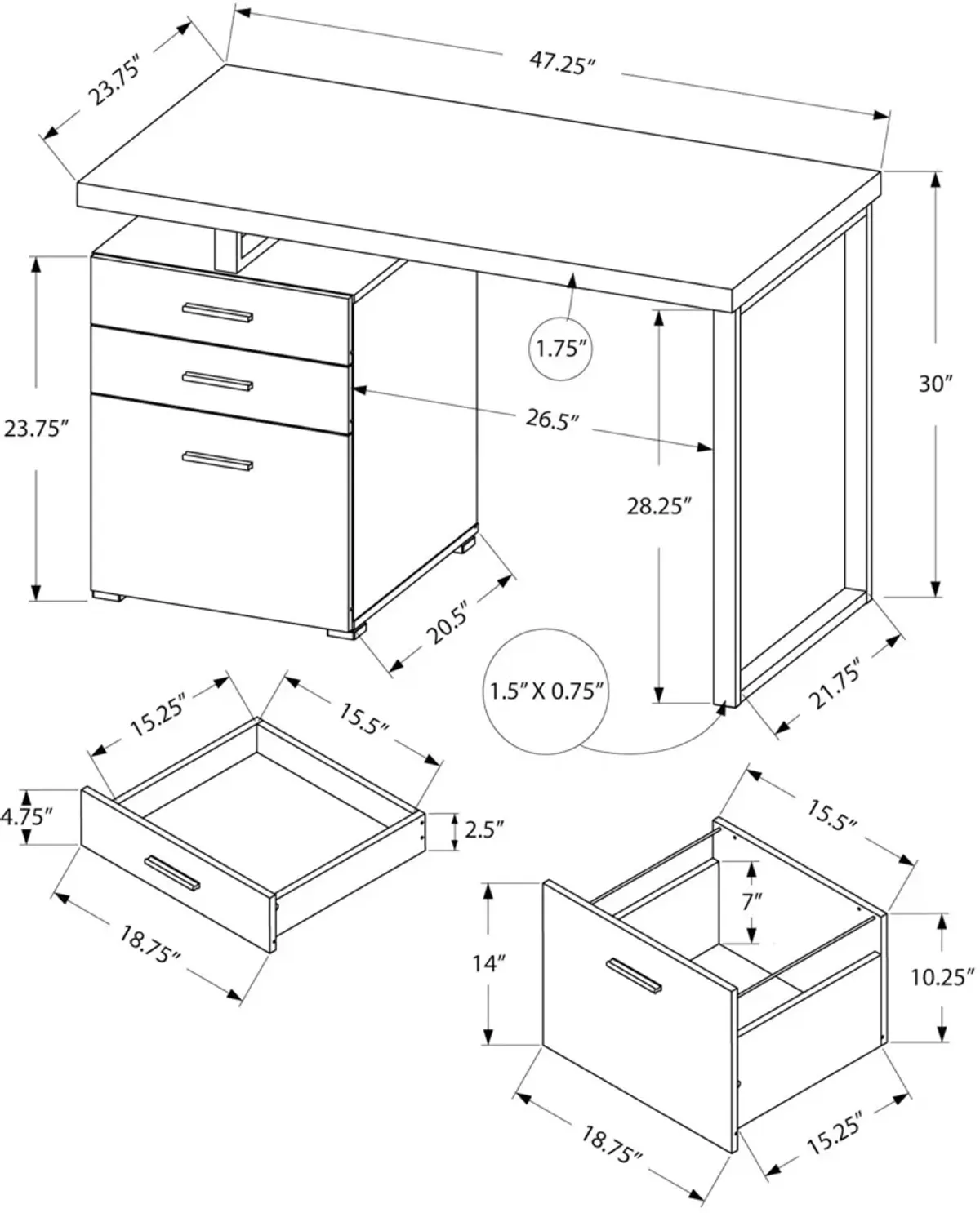 Reuben Desk - White/Concrete