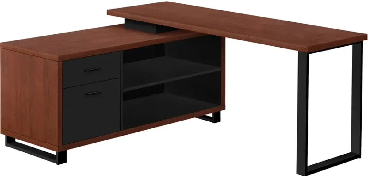 Claud L-Shaped Desk - Brown