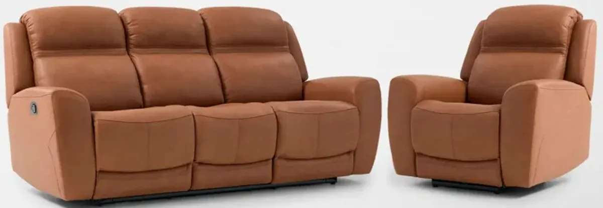 Kenyon Manual Reclining Sofa and Recliner Set - Tan