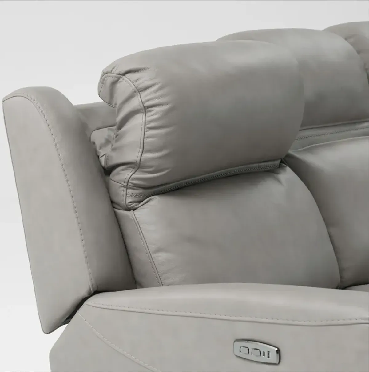 Kenyon Dual-Power Reclining Loveseat with Console - Light Gray