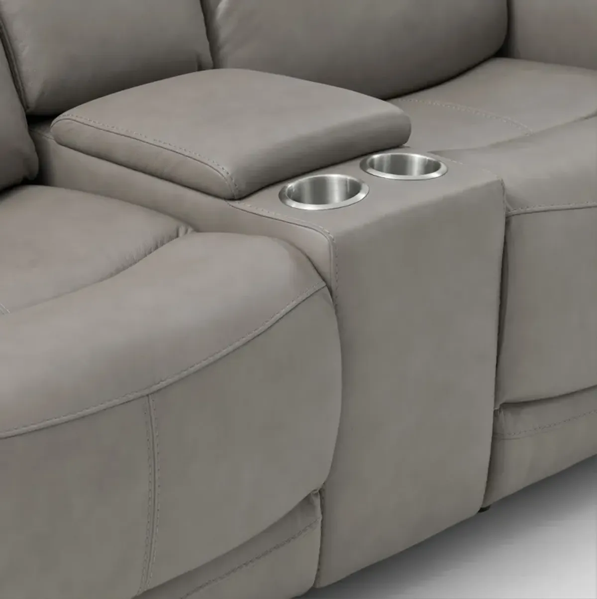 Kenyon Dual-Power Reclining Loveseat with Console - Light Gray