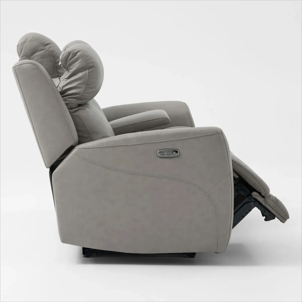 Kenyon Dual-Power Reclining Loveseat with Console - Light Gray