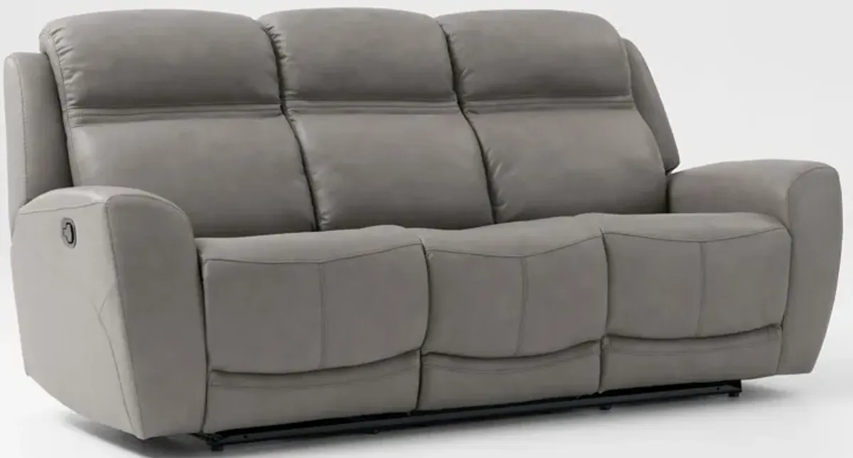 Kenyon Manual Reclining Sofa and Loveseat with Console Set - Light Gray