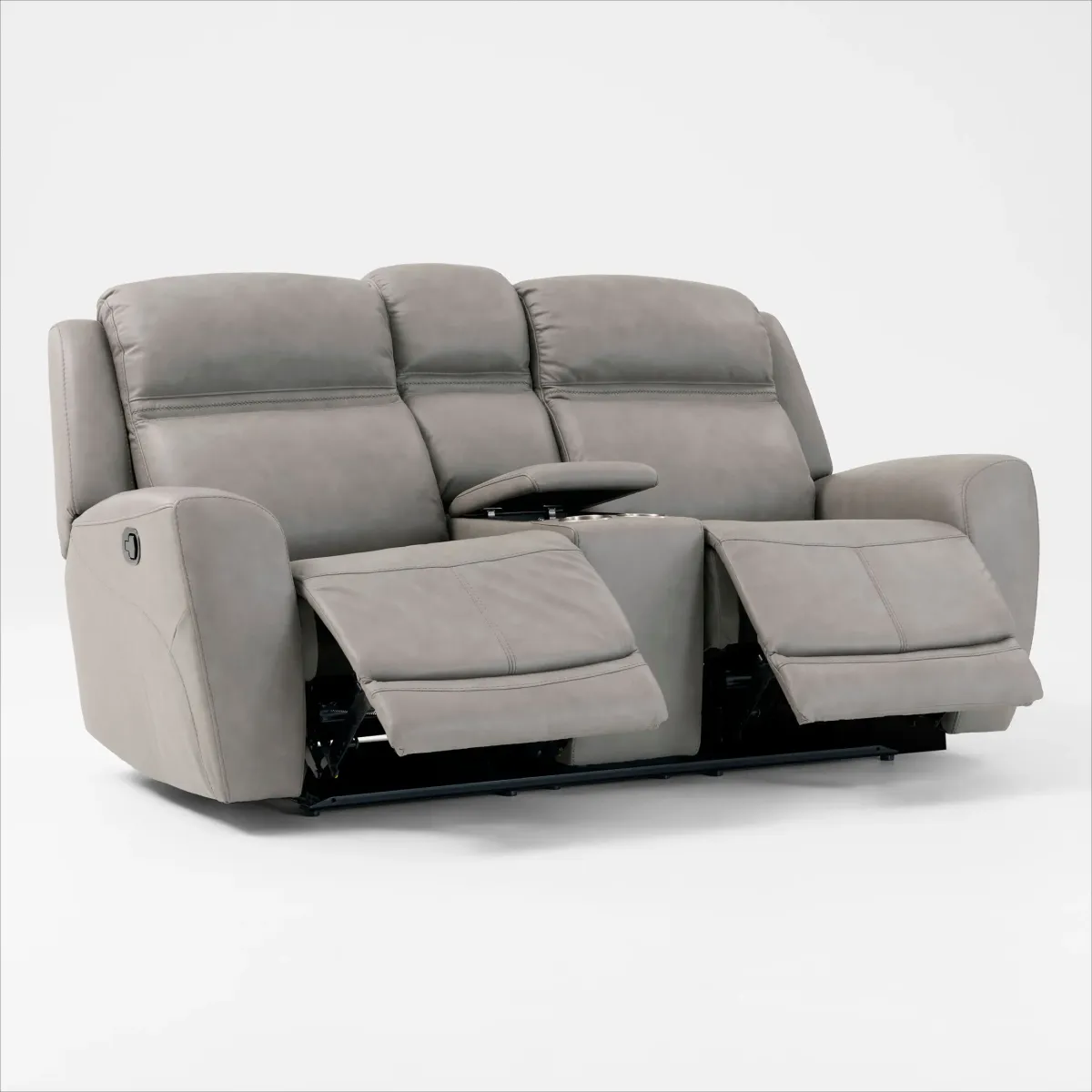 Kenyon Manual Reclining Sofa and Loveseat with Console Set - Light Gray