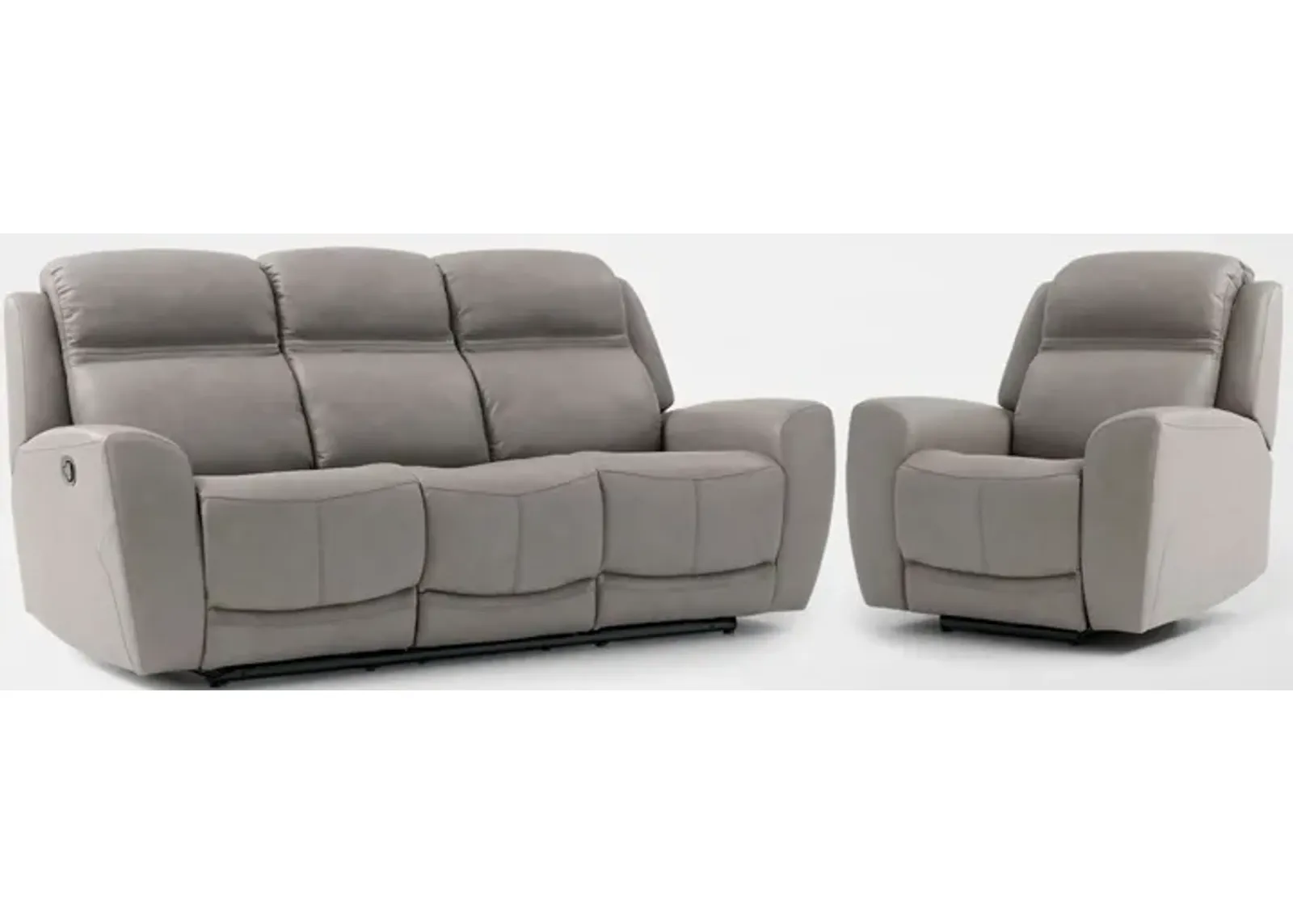 Kenyon Manual Reclining Sofa and Recliner Set - Light Gray