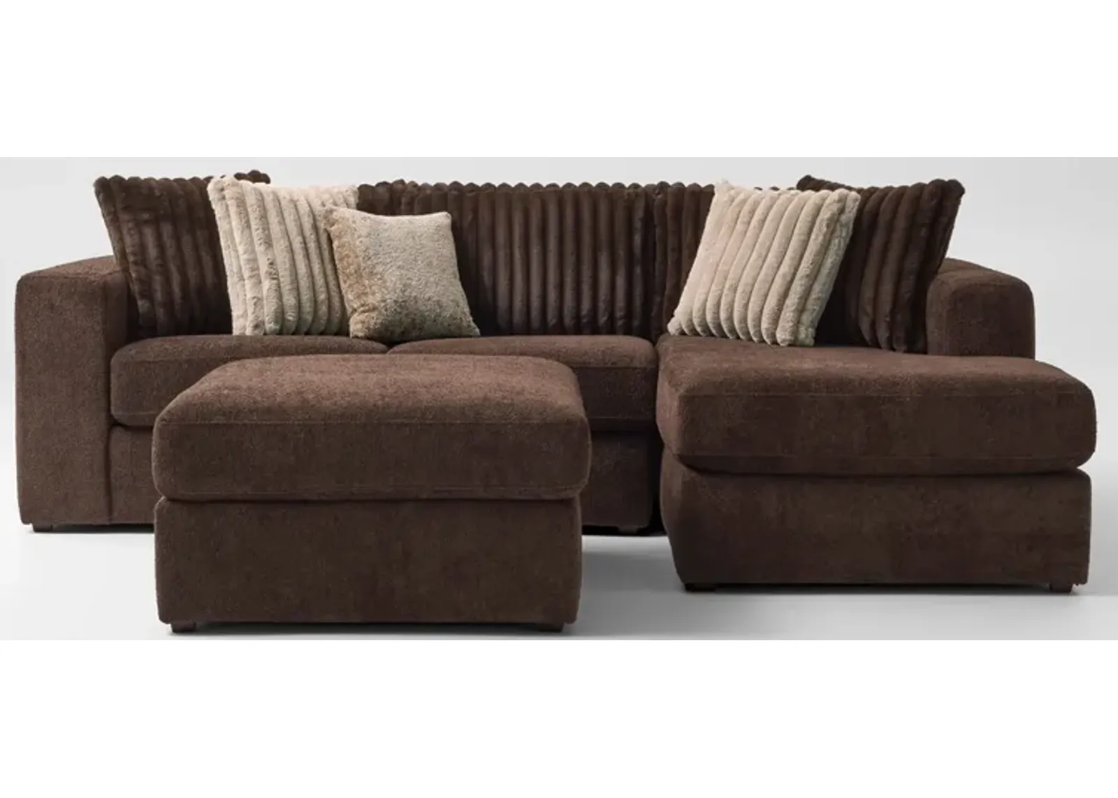 Nori 2-Piece Sectiona with Right-Facing Chaise and Ottoman - Espresso