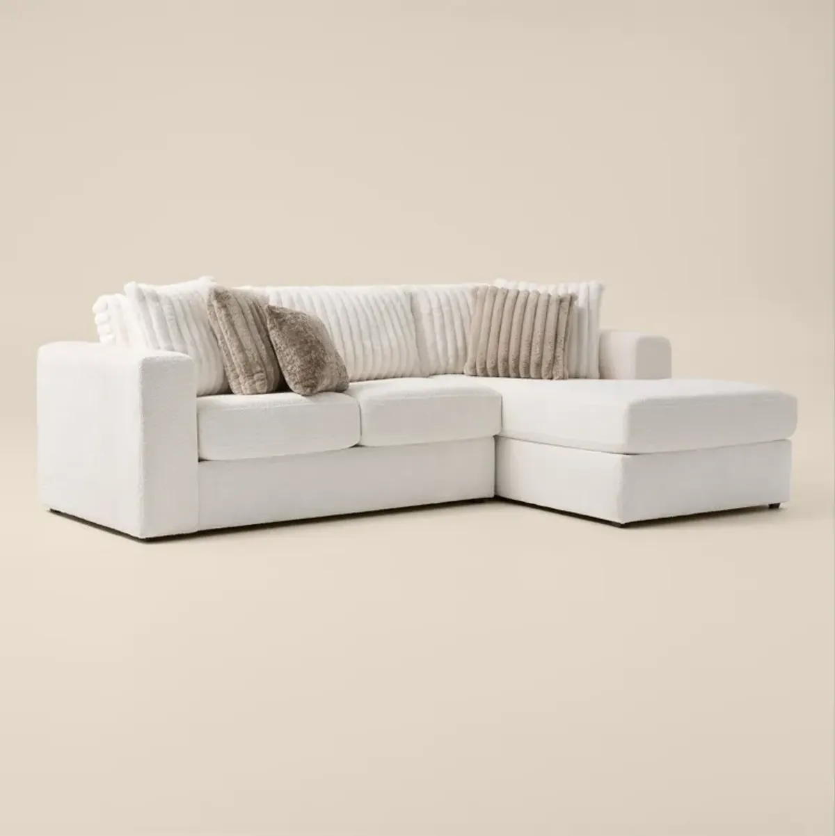 Nori 2-Piece Sectional with Right-Facing Chaise - White