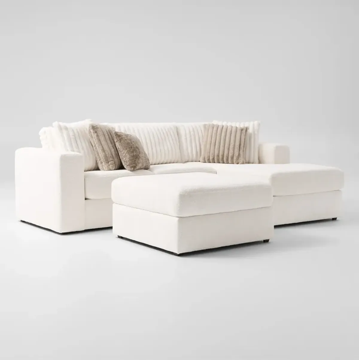 Nori 2-Piece Sectional with Right-Facing Chaise and Ottoman - White