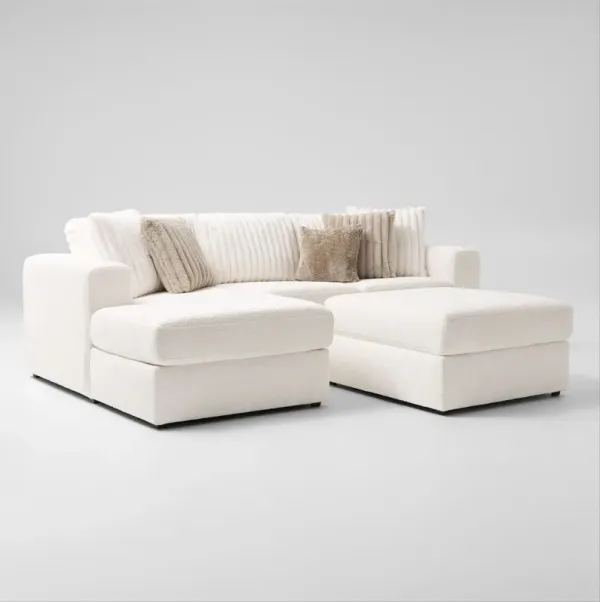 Nori 2-Piece Sectional with Left-Facing Chaise and Ottoman - White
