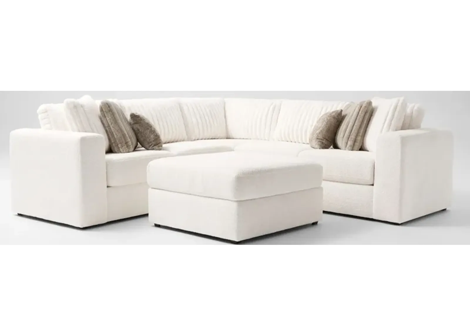 Nori 3-Piece Sectional and Ottoman - White