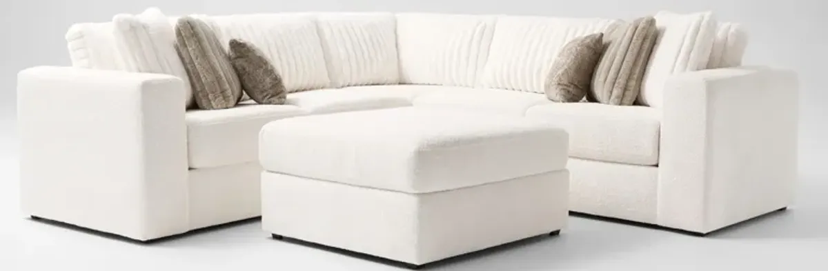 Nori 3-Piece Sectional and Ottoman - White